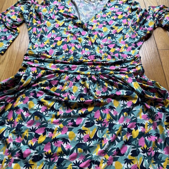 Boden 12R Womens Multicolored Abstract Palm Print Layla Jersey Knee Length Dress - Picture 11 of 16